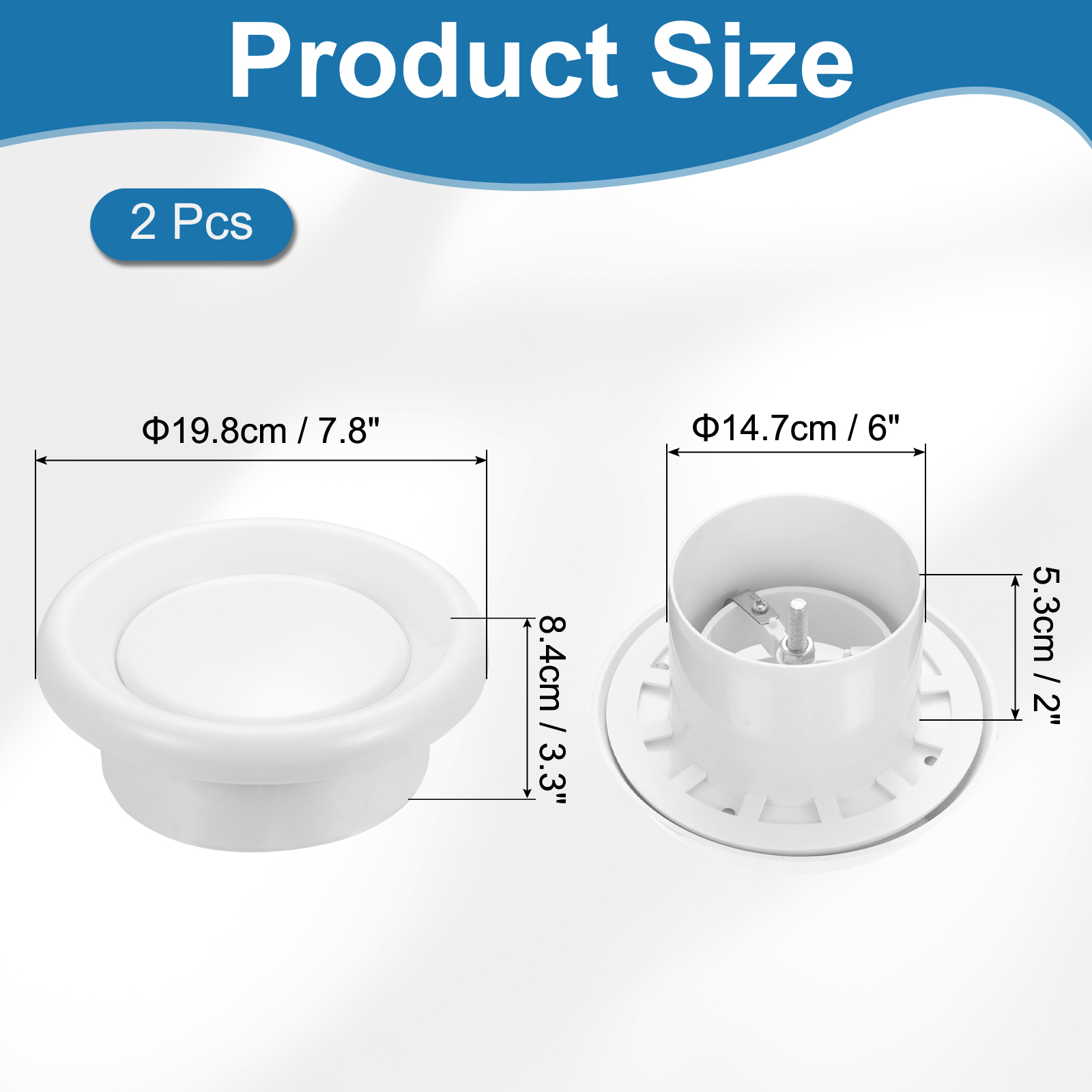 Uxcell 6 Inch Round Air Vent Cover, 2PCS ABS Exhaust Adjustable Valve Diffuser, White