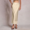 thumbnail image 5 of Maxi Skirts for Women Casual Comfort A line Summer Skirts Flowy Skirt Satin Solid Color Midi Skirt Silk Skirts for Daily Wear, 5 of 6