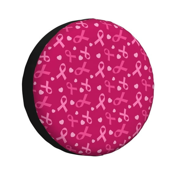 Logiee Breast Cancer Awareness6 Print Spare Tire Cover, Universal Wheel Protectors,Waterproof Dust-Proof UV Sun Wheel Tire Cover,Fit for SUV, RV, Travel Trailer, Truck-14 inch