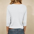 thumbnail image 4 of cocolona Womens Solid Color 3/4 Sleeve Tops Crew Neck Basic Loose Shirt Dressy Casual Outfits Blouses, 4 of 6