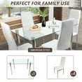 thumbnail image 6 of 5 Piece Tempered Glass Top Dining Table Set for 4, Rectangular Table and 4 High-Back PU Leather Padded Chairs, Small Space Dining Set, Home Kitchen Apartment Dining Room Bar Furniture, 6 of 7