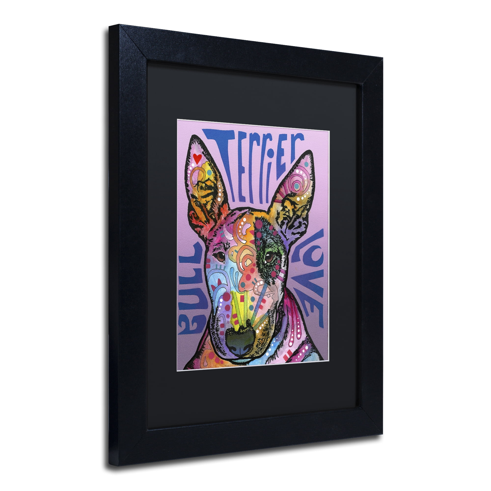 Trademark Fine Art 'Bull Terrier Luv' Black Framed Art by Dean Russo
