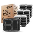 thumbnail image 1 of Freshware Meal Prep Containers [150 Pack] 3 Compartment Food Containers with Lids, Bento Box, Stackable, Microwave/Dishwasher Safe (32 oz), 1 of 7