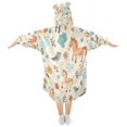 thumbnail image 2 of Wearable Blanket with Sleeves and Pocket Oversized Hooded Sweatshirt 3-14 YR Cartoon Horses and Flowers S, 2 of 7
