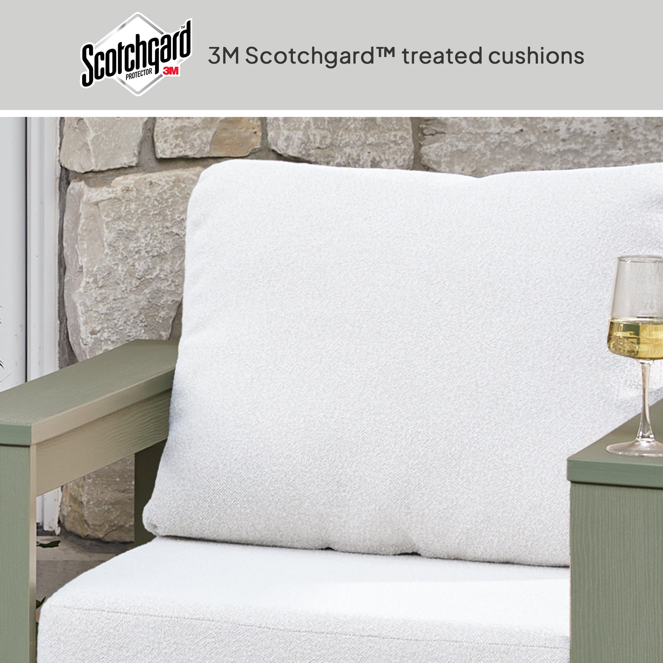 Better Homes & Gardens Ezra Outdoor HDPE Club Chair, Green with Cream Boucle Cushions