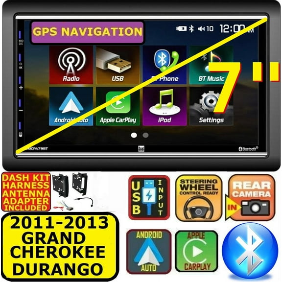 2011-13 GRAND CHEROKEE / DURANGO NAVIGATION APPLE CARPLAY BLUETOOTH CAR RADIO