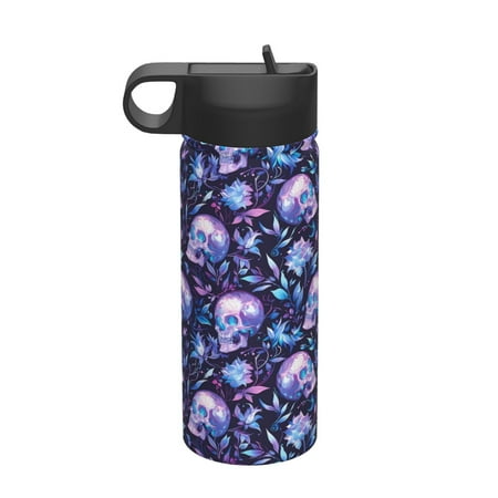 

Qekee Blue Skull Crystal Print 18OZ Sports Insulated Kettle Coffee Mug Travel Tea Mug Thermos Cup 18 Stainless Steel Water Bottle For Running Hiking Cycling