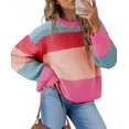 thumbnail image 4 of Winter Trendy Womens Color Block Cropped Sweaters Casual Oversized Y2k Going Out Striped Pullover Tops, 4 of 6