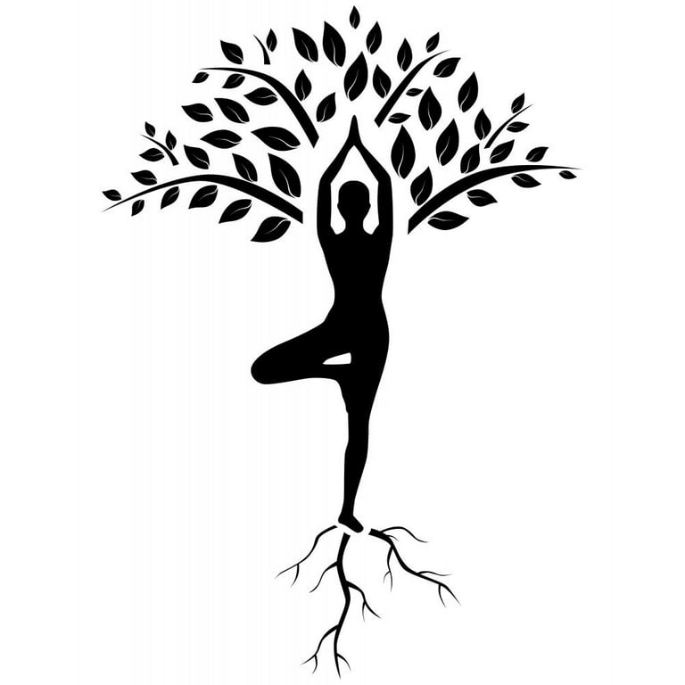 Yoga Tree Pose Silhouette Wall Decal by Wallmonkeys Peel and Stick Graphic  (18 in H x 13 in W) WM73072 