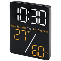 Unique Bargains LED Alarm Clock Black Housing and Orange Light 3.5"L x 1.0"W x 4.7"H