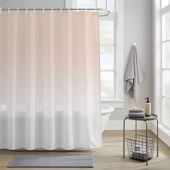 Bathroom Shower Curtain Modern Minimalist Color Ombre Art Waterproof Shower Curtains with Hooks, Pink to White Gradient Bath Curtains Bathtub Curtain Home Decor 36x72in