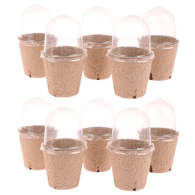 HLONK Peat Pots 10/20Pcs 3.15 Inch Seed Starting Pots with Drainage Holes and Humidity Dome Round Nursery Pot Biodegradable Starter Pot Planting Container