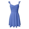 thumbnail image 4 of Vestido sin espalda de gasa lisa para mujer - Tirantes finos, ropa de oficina/casual - Tallas S-XL, 4 of 5
