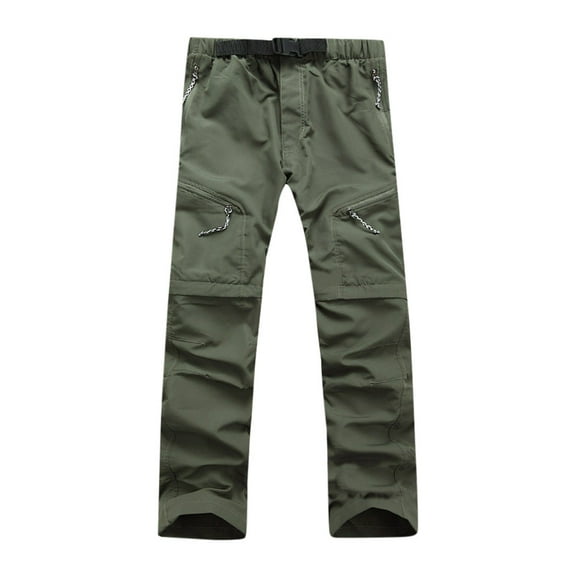 LYXSSBYX Cargo Pants for Men Men Summer Quick Dry Outdoor Thin Detachable Waterproof Pants Trousers GN/XL