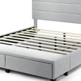 thumbnail image 3 of Arnia Beige Fabric Queen Bed Captain’s Bed with Two Storage Drawers, 3 of 4
