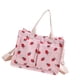 thumbnail image 4 of Bolso tote de lona resistente con estampado de fresas, bolso informal ideal para viajes y compras. Rosa, 4 of 9