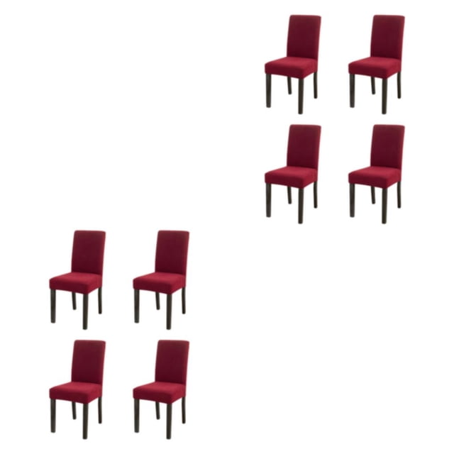 Funda de Silla de Felpa Ounissouiy 4 Uds Rojo Vino
