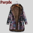 thumbnail image 4 of Scyoekwg Womens Winter Clothes Jackets Outwear Long Sleeve Winter Warm Hooded Casual Pattern Print Oversized Coats Purple XL, 4 of 7