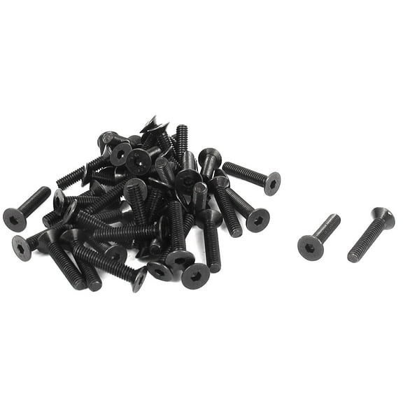 M4 x 20mm Metric Hex Socket Countersunk Flat Head Screw Bolts Black 50PCS