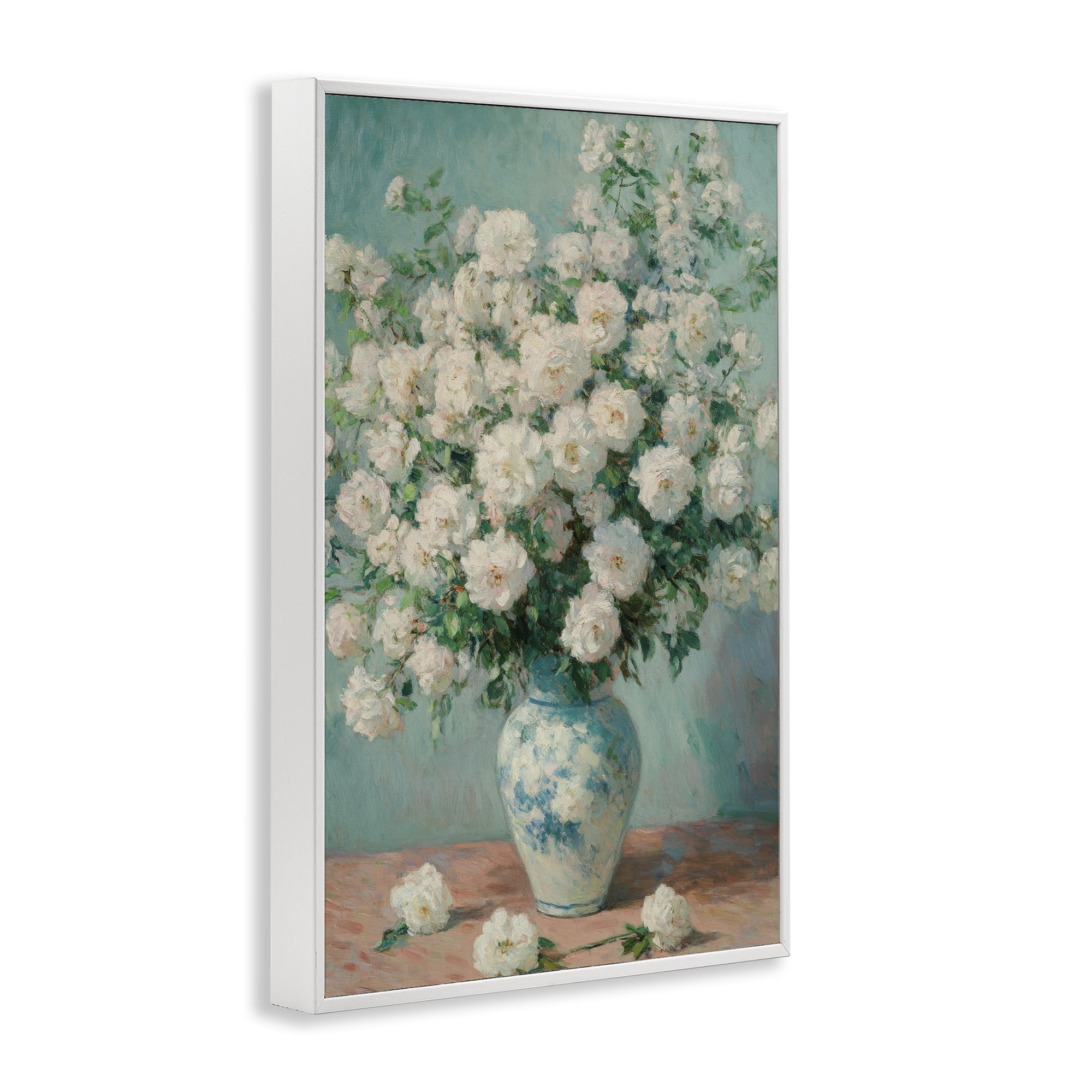 Stupell Industries Lush Bouquet of White Roses White Framed Giclee Art, design by Petal Prints Design