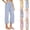 #01 Light Blue, variant on Womens Cotton Linen Pants Summer Vertical Striped Wide Leg Capri Trousers Elastic Waist Casual Daily Wear Bottoms,XL,#01 Light pink