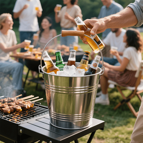 DUNCHATY 4-Gal Galvanized Steel Bucket for Outdoor Parties, Camping, Beverages - Durable, Rust-Resistant Utility Pail