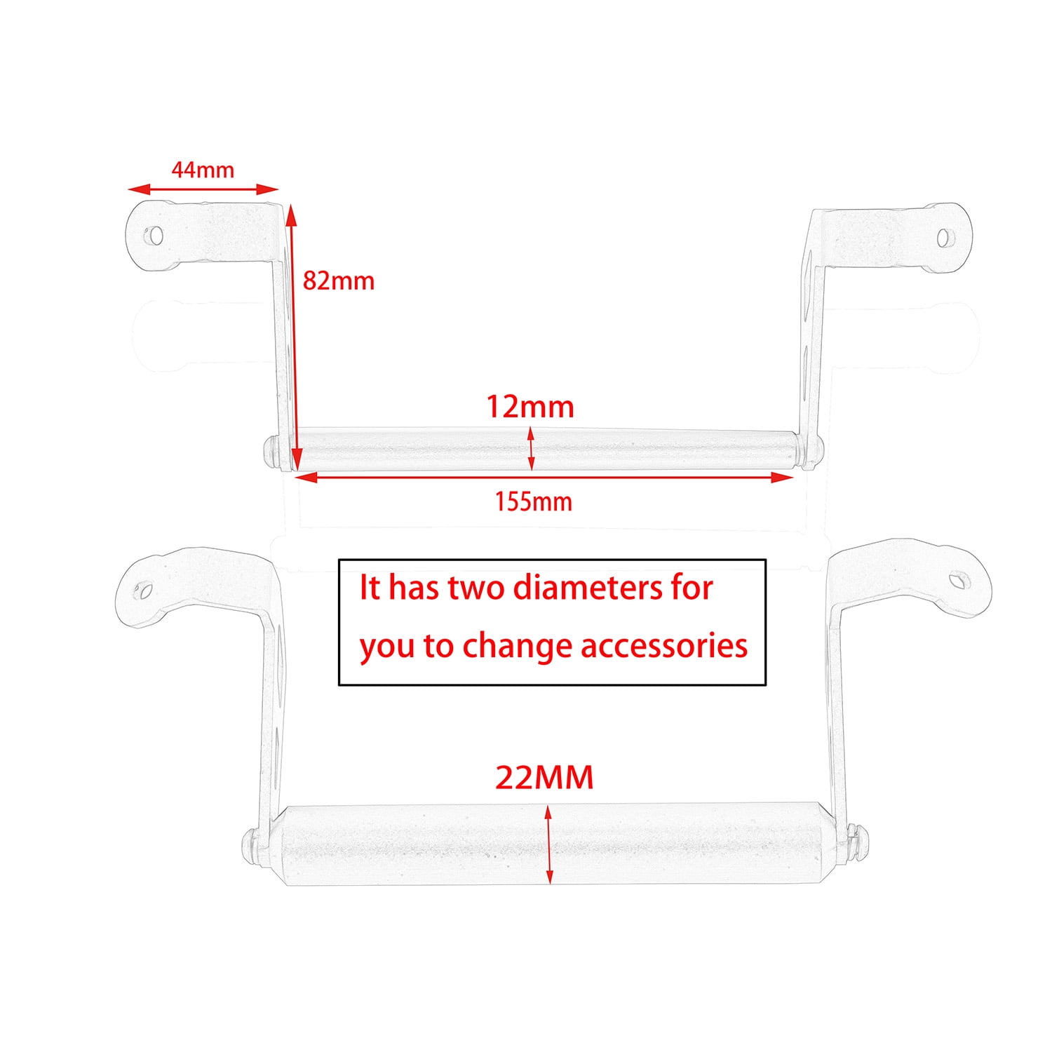 KKmoon 12MM/22MM Navigation Bracket Mounting Adapter Bracket Fitment for Multistrada Enduro 1200S 950 1200 2015-2017 