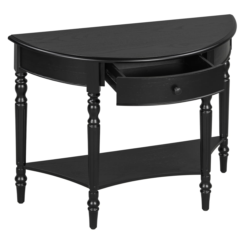 Farmhouse Half‑Moon Console Table with Drawer and Storage Shelf Solid Wood & MDF Rustic Accent Sofa Table for Entryway Hallway Foyer Living Room