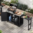 thumbnail image 5 of S-HOME Versatile Outdoor Bar Cart with Foldable Grill Table, 78.3 Inch Wooden Grill Station Featuring Ample Storage for BBQ Essentials in Your Garden, Black, 5 of 26