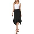 thumbnail image 2 of INSPIRE CHIC Ruffled Midi Skirt for Women's High Waist Flowy A-Line Handkerchief Hem Skirt XS Black, 2 of 6