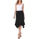 thumbnail image 2 of Falda Midi Rizada Inspire Chic para Mujer, Cintura Alta, Flowy, Corte A, Dobladillo de Pañuelo, Talla S, Negro, 2 of 6