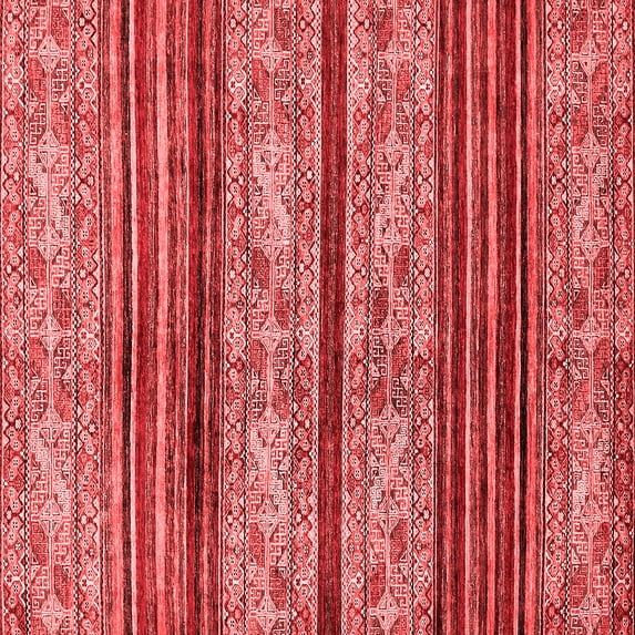 Ahgly Company Indoor Square Abstract Red Modern Area Rugs, 7' Square