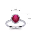 thumbnail image 5 of SuperJeweler 1 1/2 Carat Oval Shape Created Ruby and Halo Diamond Ring In Sterling Silver For Women, 5 of 6