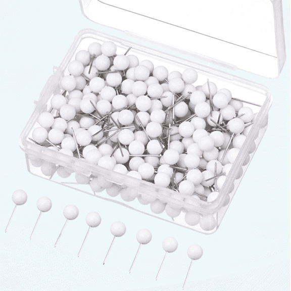 Map Tacks Push Pins Small Size 300 Packs (White, 1/5 Inch)