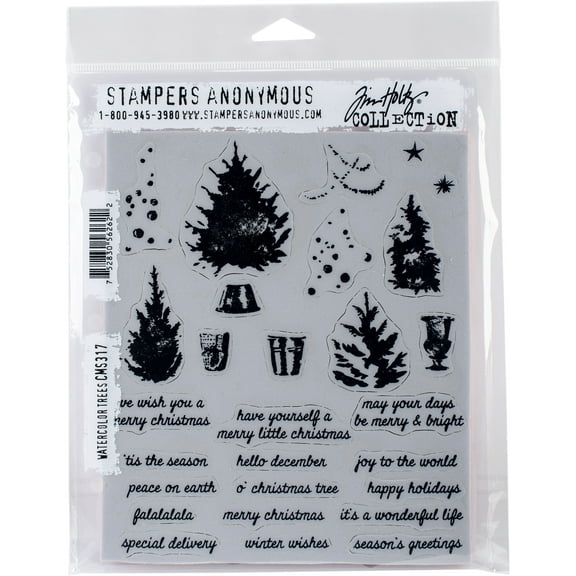 Tim Holtz Cling Stamps 7"X8.5" Watercolor Trees