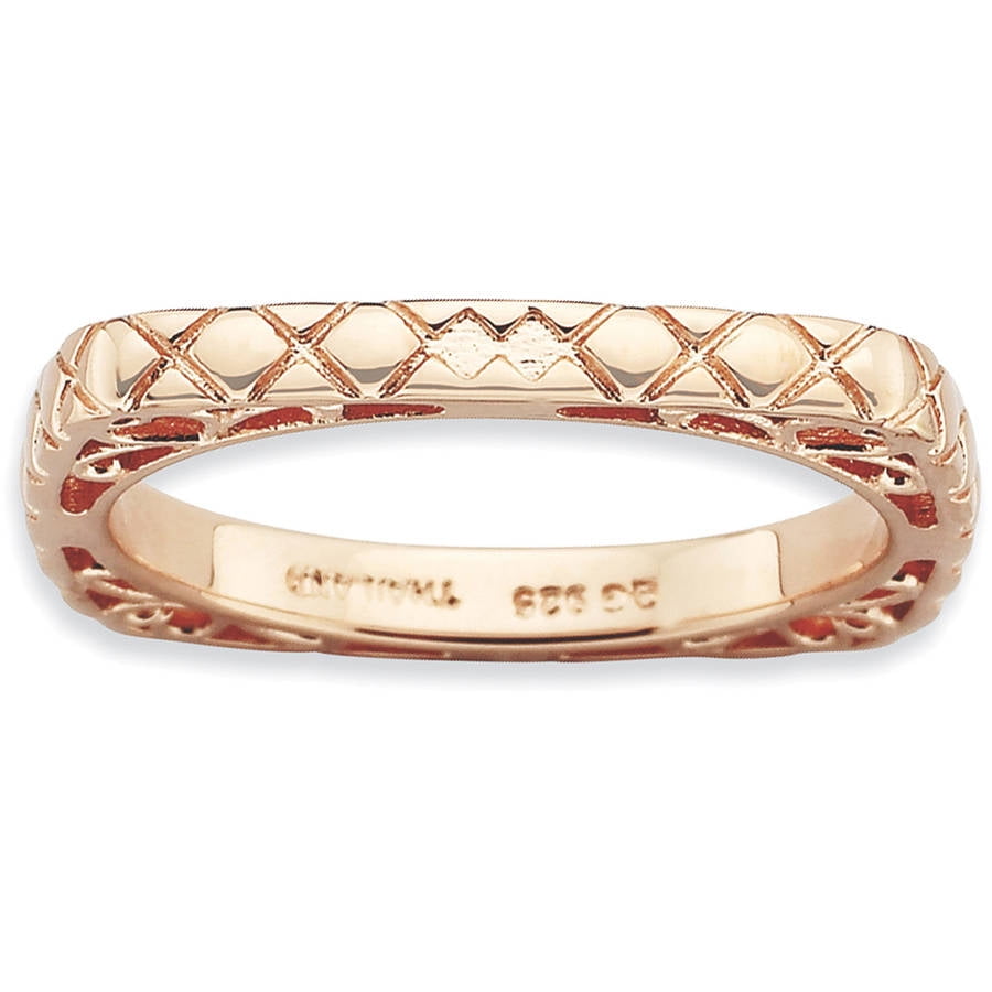Stackable Expressions Sterling Silver Pink-plated Square Ring - Walmart.com
