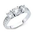 thumbnail image 2 of 14k Yellow Italian Gold Round 1.30 ct CZ 3 Stones Engagement Ring, 2 of 2