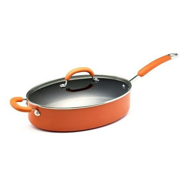 Rachael Ray Porcelain Enamel Nonstick 5Quart Oval Saute Pan with Glass