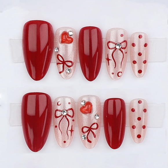 Press on Nails GUAACCB Valentines Medium Almond 30 unidades con kit