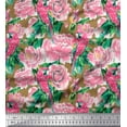 thumbnail image 1 of Soimoi Cotton Duck Fabric Leaves,Rose & Parrot Bird Print Fabric by Yard 42 Inch Wide, 1 of 1
