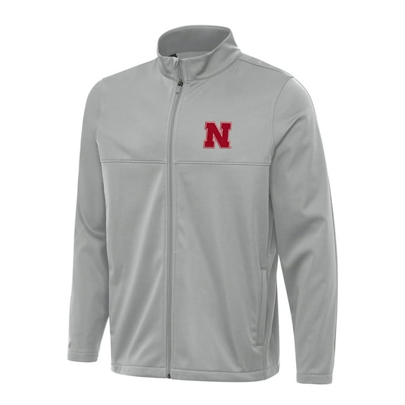 Men's Antigua Gray Nebraska Huskers Links 2 Full-Zip Golf Jacket