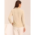 thumbnail image 4 of Blusa Elegante De Oficina De Trabajo Para Mujer Allegra K Plisada Con Cuello De Lazo Y Manga Larga Beige XS, 4 of 5