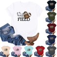 thumbnail image 1 of Fiudx Ofertas Del Día Blusa de Manga Corta con Estampado de Moda para Mujer, Divertida Camiseta con Cuello Redondo, 1 of 3