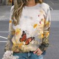 thumbnail image 2 of Watercolor Butterfly Womens Casual Crewneck Sweatshirt Long Sleeve Tops Cute Pullover Loose Fit, 2 of 7