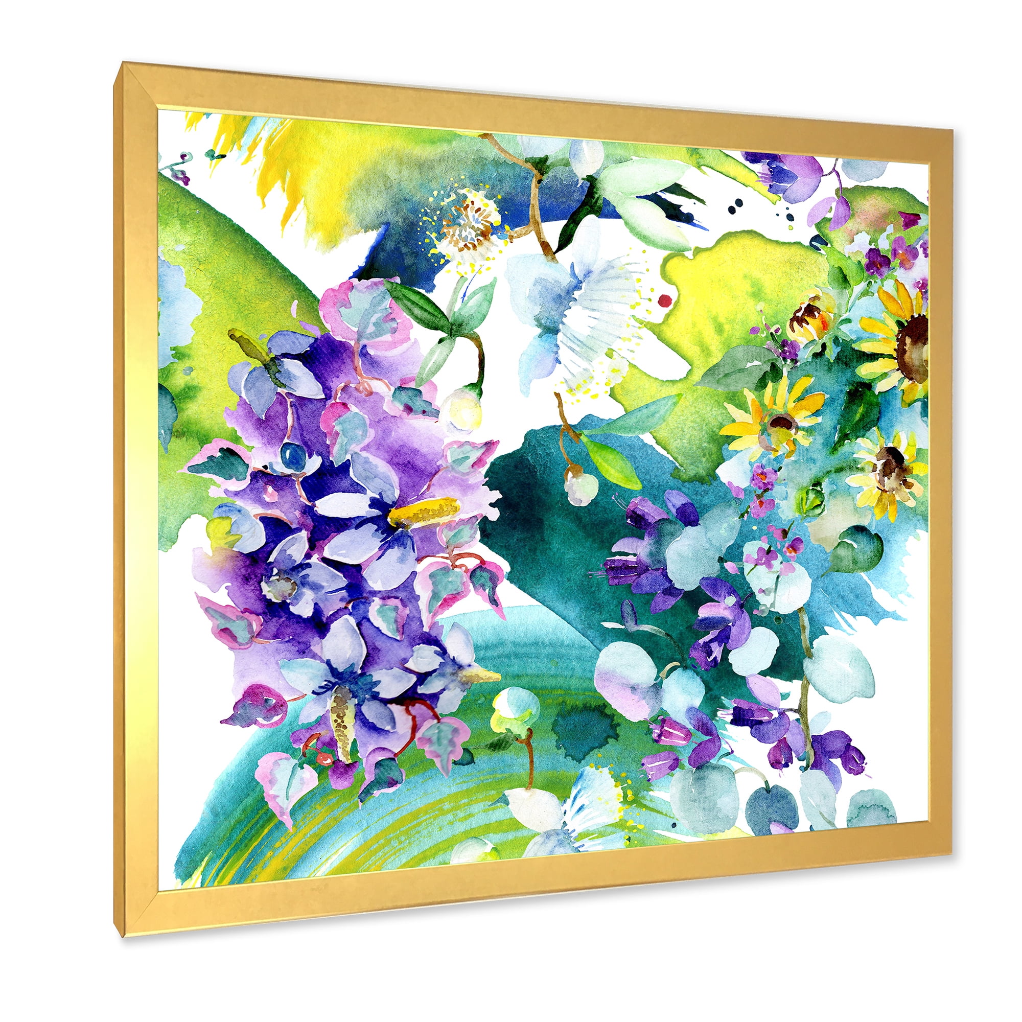 Designart 'Bouquet of Sunflowers and Wildflowers' Farmhouse Framed Art Print