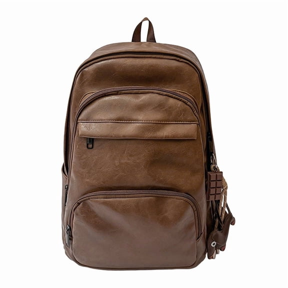 PRIYAL Unisex PU Leather Computer Laptop Bag 15.6 inch Backpack Shoulder Bags Travel Hiking Rucksack Casual Daypack