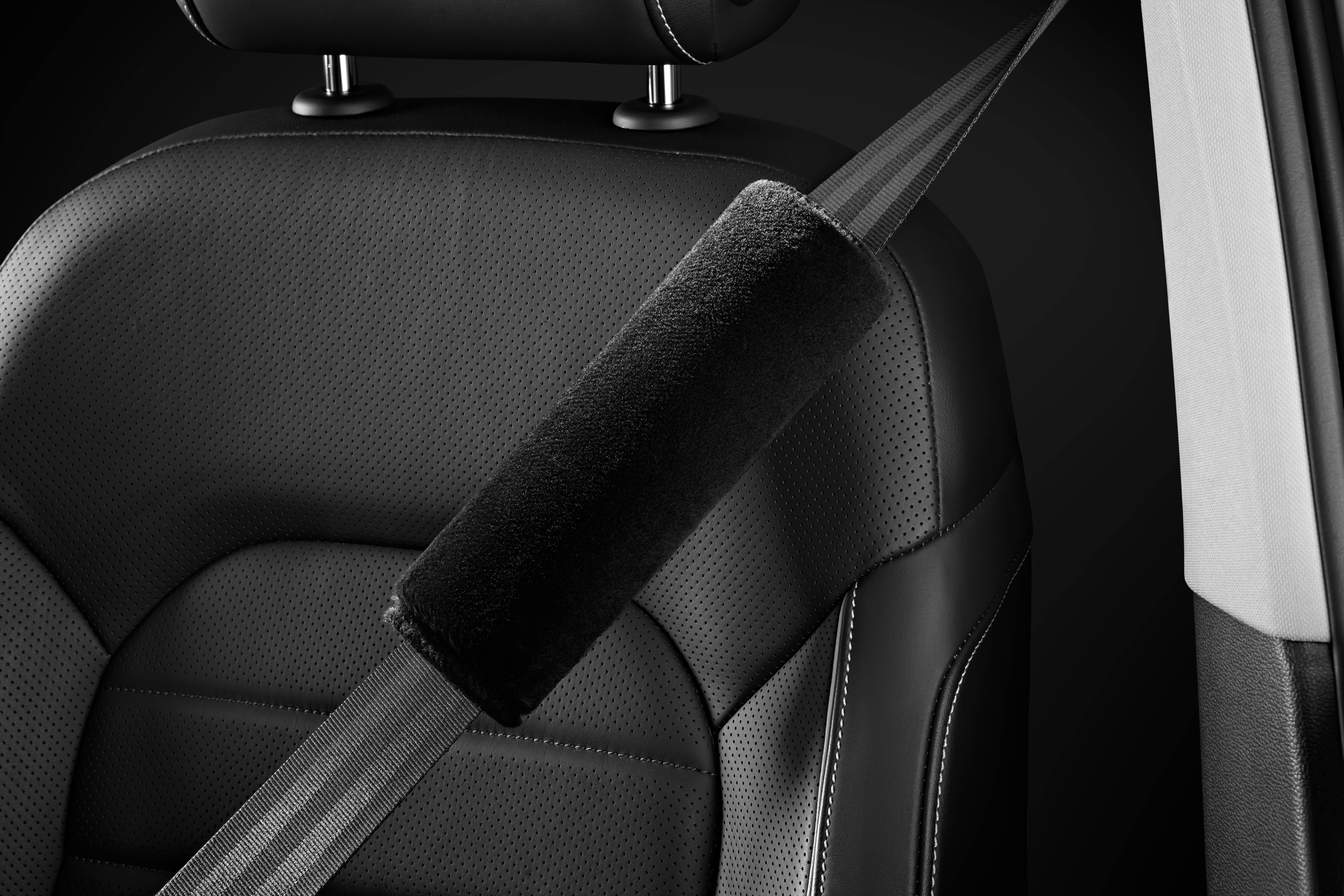 (2 pack) Auto Drive 1Piece Car Seat Belt Pad Plush Black - Universal Fit, 23SBP101-1, Suitable for Adult