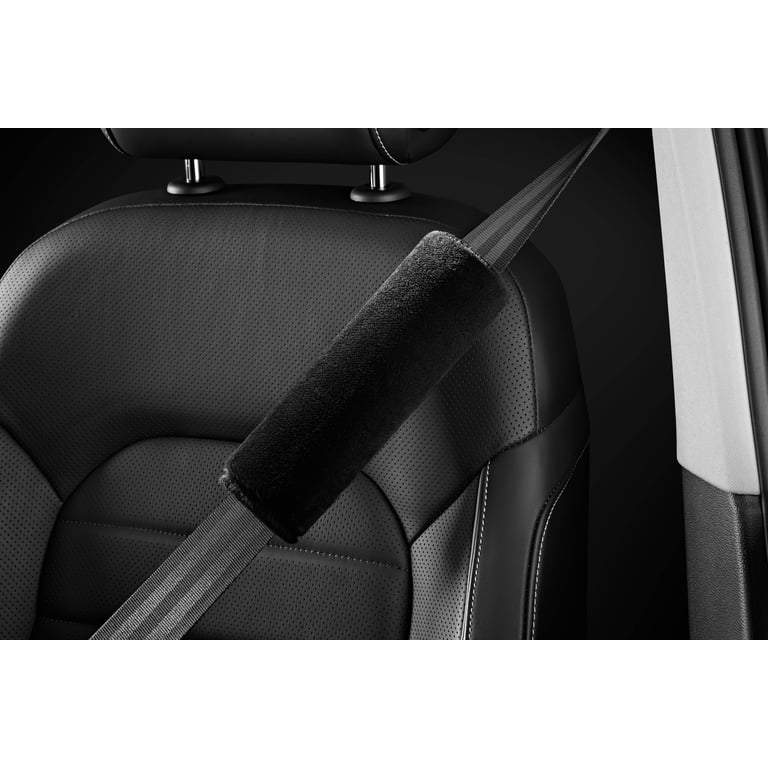 Auto Drive Plush Faux Fur Seatbelt Pad, Black photo 2