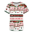 thumbnail image 5 of Holiday Gifts! Titcea Christmas Scrub Tops for Women Stretchy V Neck Short Sleeve Cute Xmas Printed Nurse Holiday Working Uniforms, 5 of 5