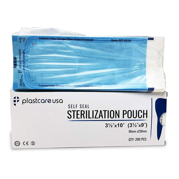 1000 Self-Sealing Sterilization Autoclave Pouch, 3.5" x 10", Paper/Blue Film (5 Boxes)